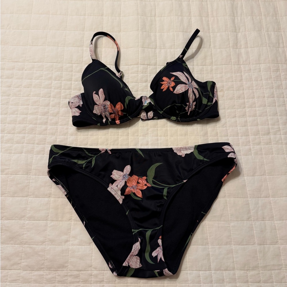 Shade & Shore Black Floral Bikini